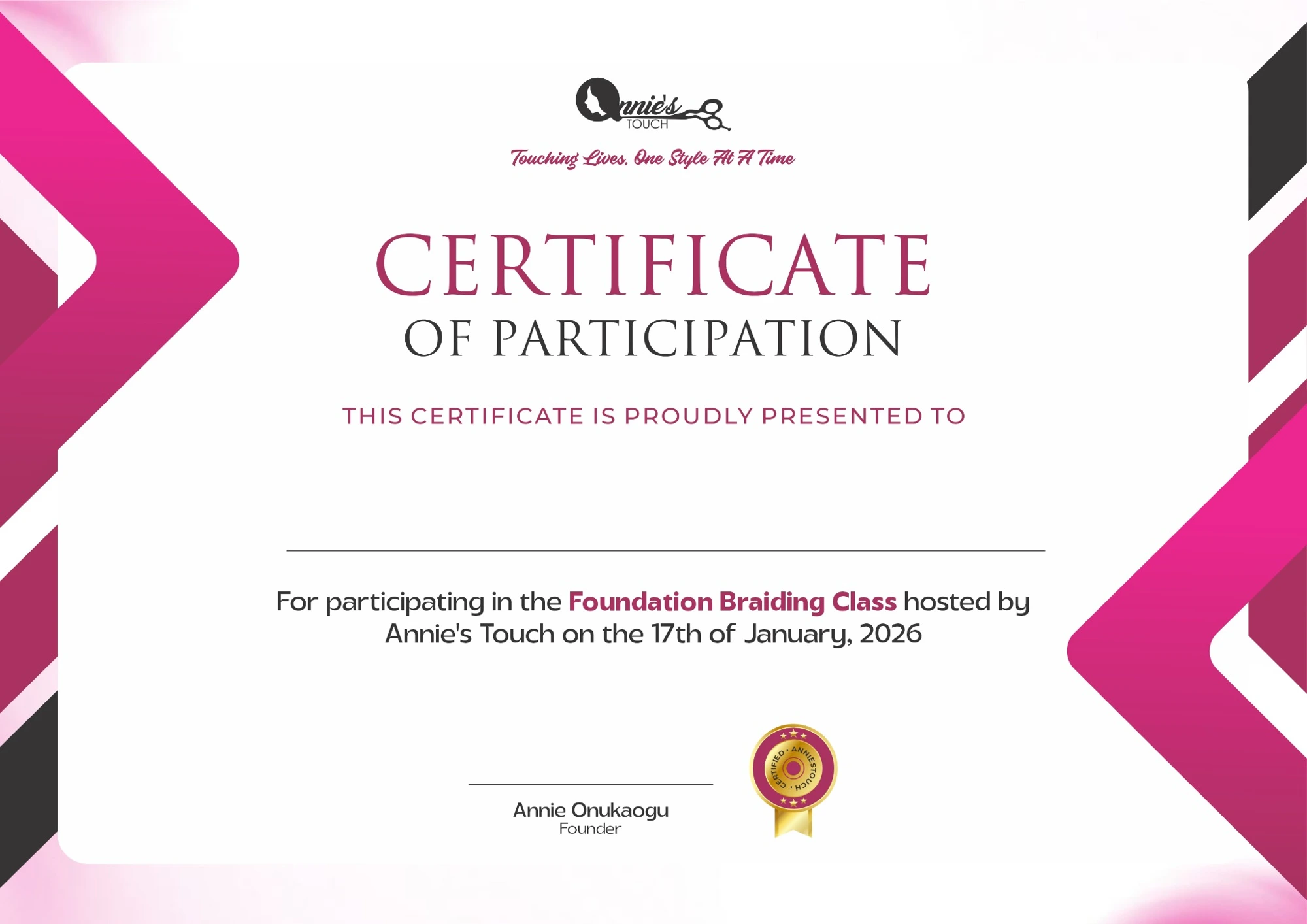 Certificate of participation