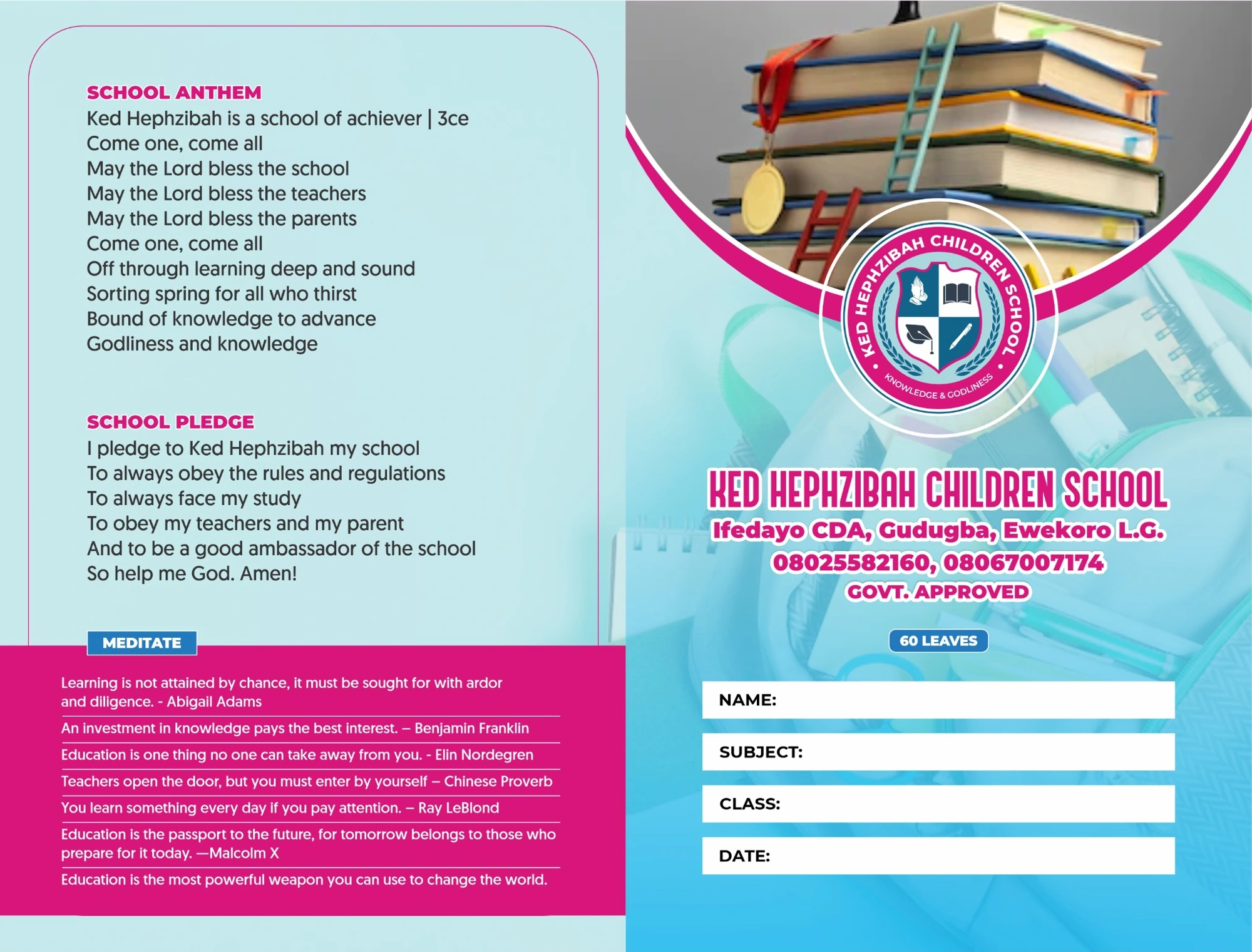 Children School cover layout