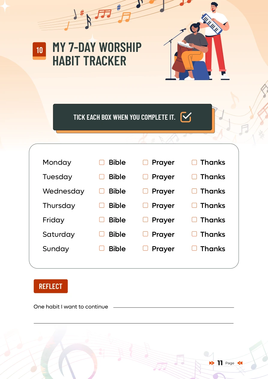 Seven-day worship habit tracker
