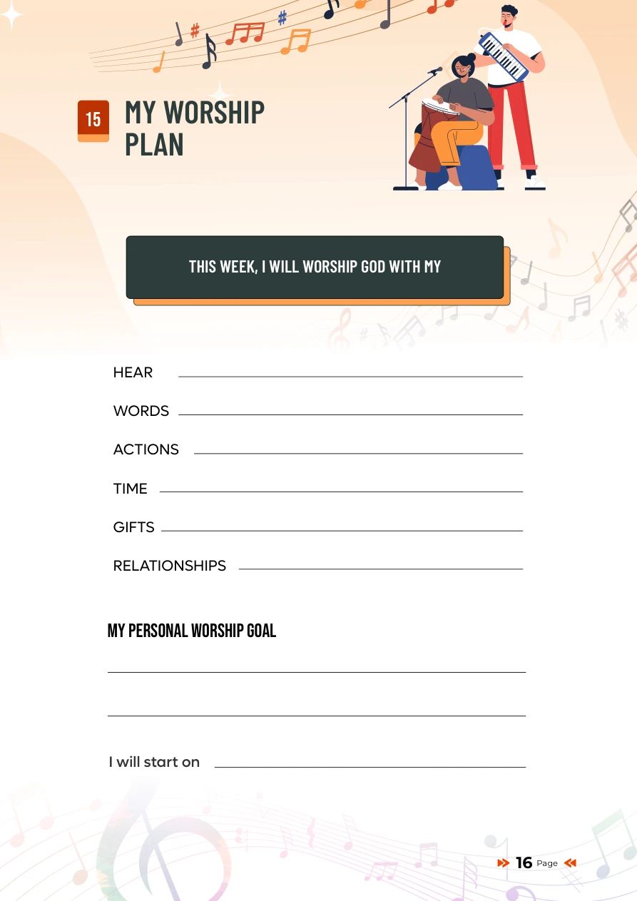 Personal worship plan worksheet