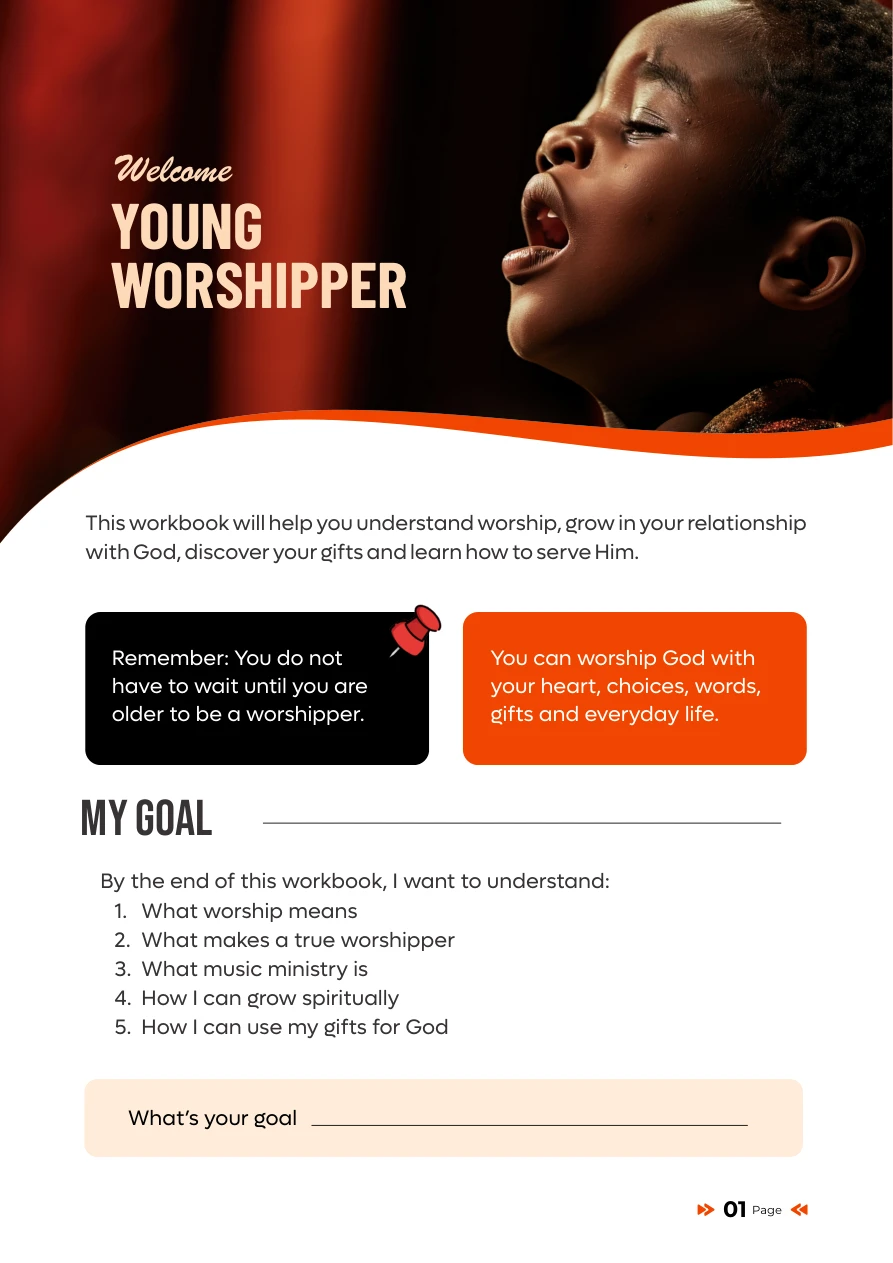 Welcome and goal-setting page