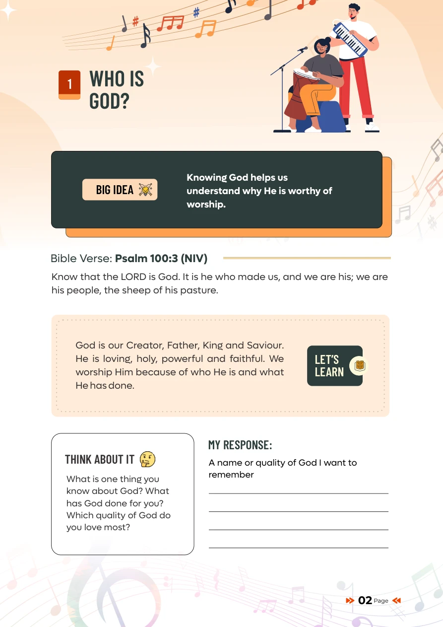 Who is God? teaching and response page