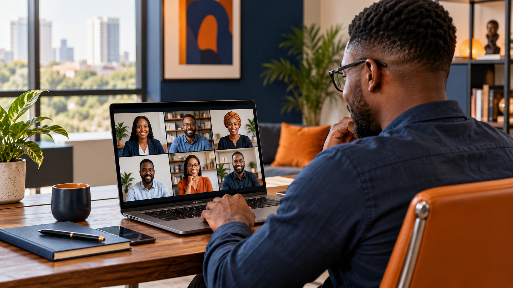 A professional joining a virtual meeting